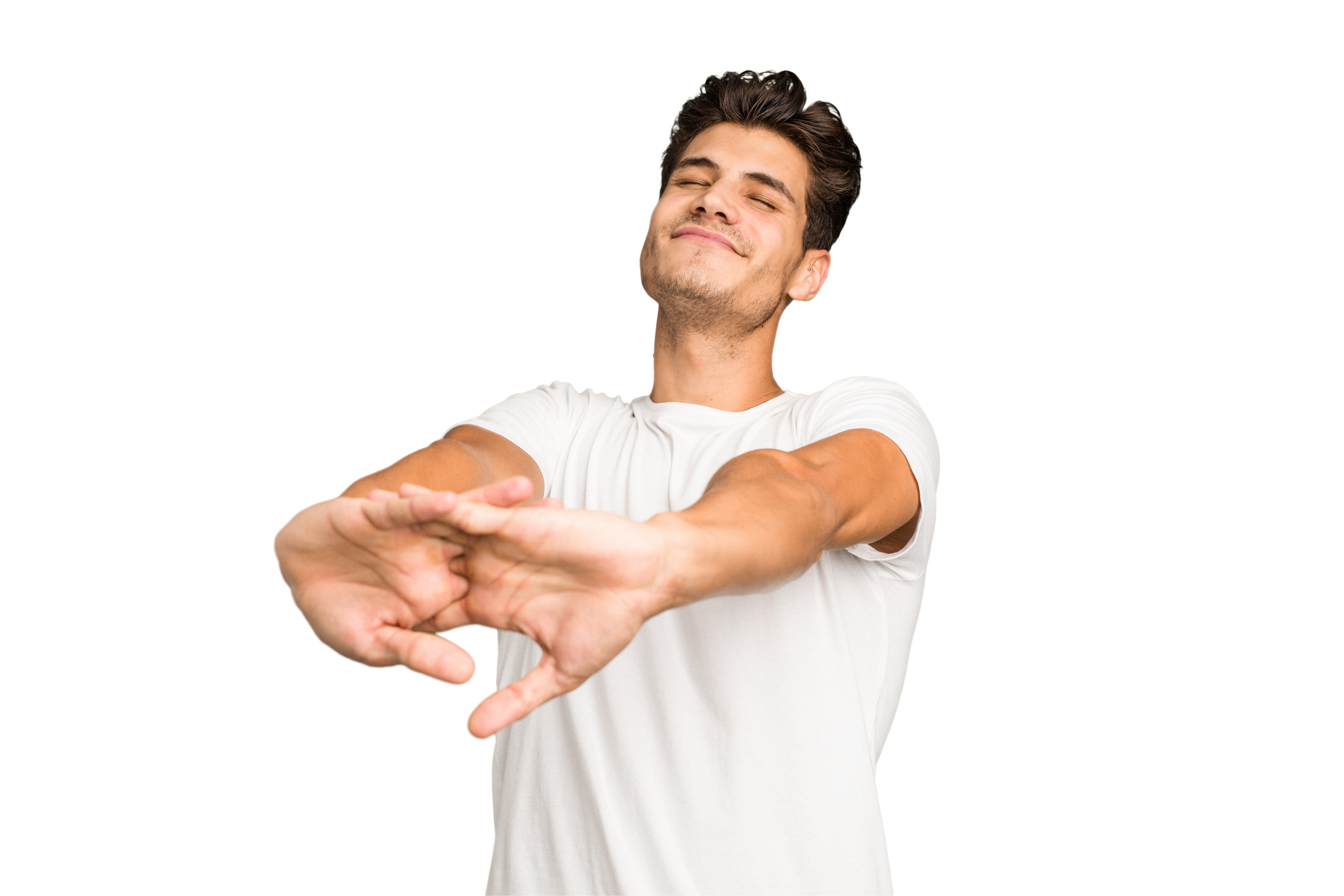 Man relaxing, has no problems with custom made earprotection